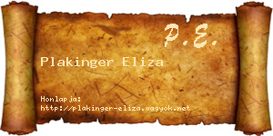 Plakinger Eliza névjegykártya